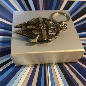 Metallic Millennium Falcon Spaceship Keychain